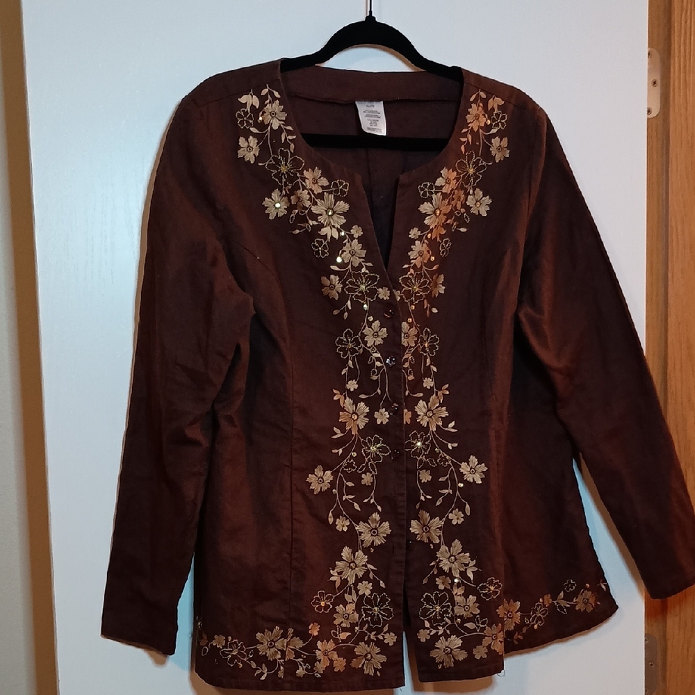 Embroidered Brown Jacket